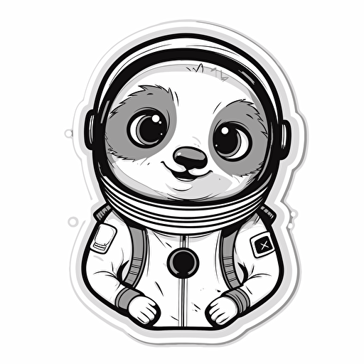 sticker, Happy Meerkat in a Astronaut suit, kawaii, contour, vector, white background