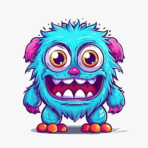 monster cute face caracter, as a vector, 2d, drawing colorfull , emoji white background v5