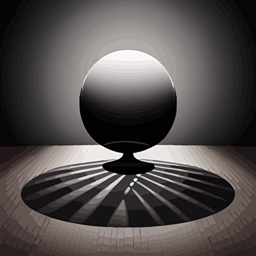 an illustration of a magic ball on a table surface. vector, contrasting shadows, moody