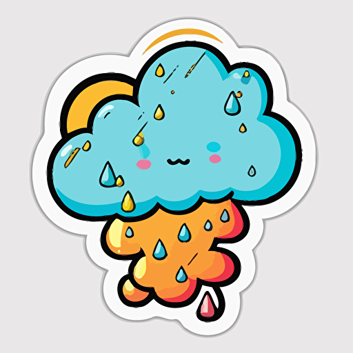 sticker of a cloud vector style cartoon v5