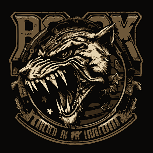 "RC08" logo patch with a wild board roaring, vector, black background, US ARMY WWII theme, high res