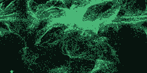 cartoon style vector green and yellow nebulas on a black background