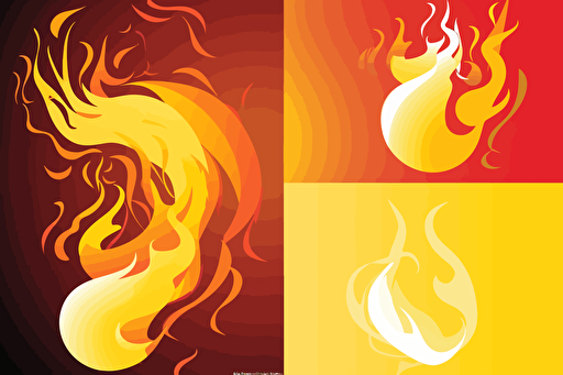 multiple examples of vector yellow flames, red background,
