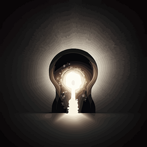 illustration of a keyhole with light coming from it. Vector.