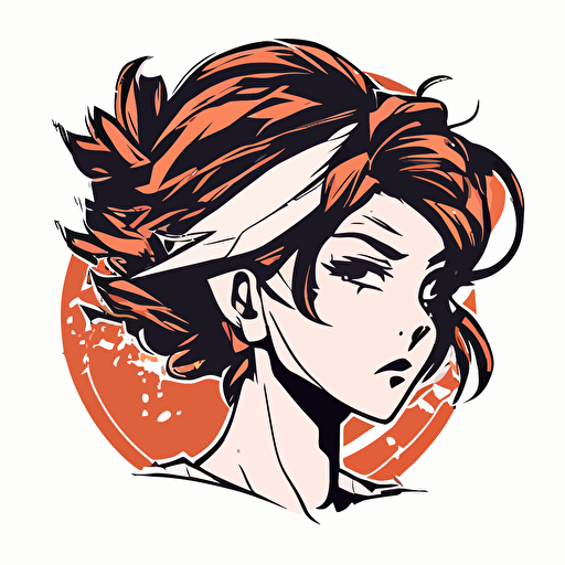 Headshot style using abyss anime style, Sticker, Happy, Tertiary Color, mural art style, Contour, Vector, White Background, Detailed