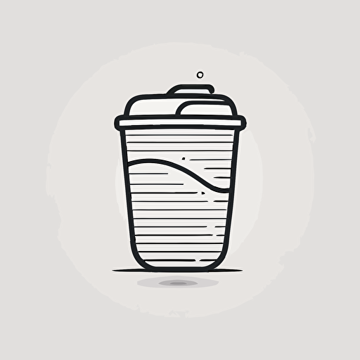 simplistic black line drawn 2d vector coffee cup icon