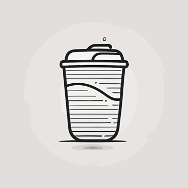 simplistic black line drawn 2d vector coffee cup icon