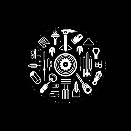 minimalist logo for a toolkit, black and white vector