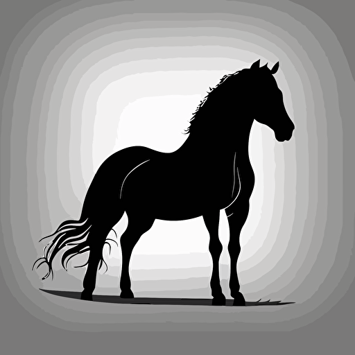 simple horse outline silhouette all black and white backround vector v