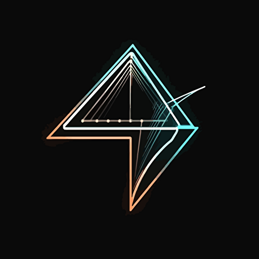 retro iconic logo of a prism resembling a mouse arrow, white vector, on black background