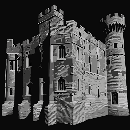 "C:\Users\c-gra\OneDrive\Documents\Cameron\GPT\Images\bricks-castle.jpg" cast black and white, lots of vectors