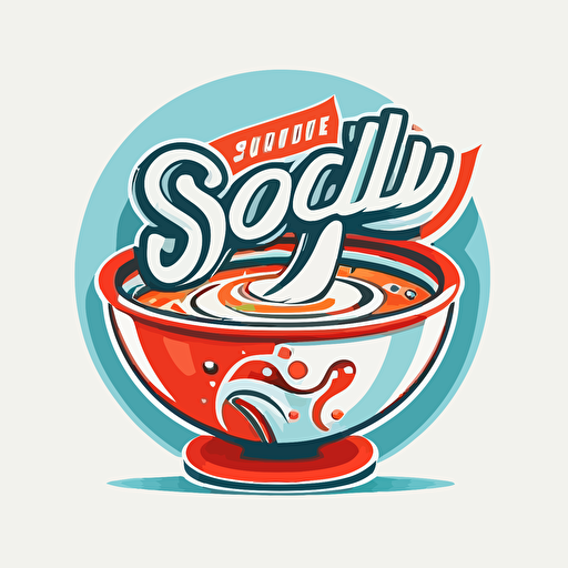 soup bowl logo that pops out, vector illustration on a white background
