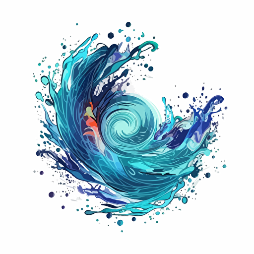water magic effect, digital art, vector, sticker, white background