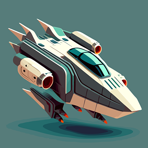 futuristic space ship, simple, vector