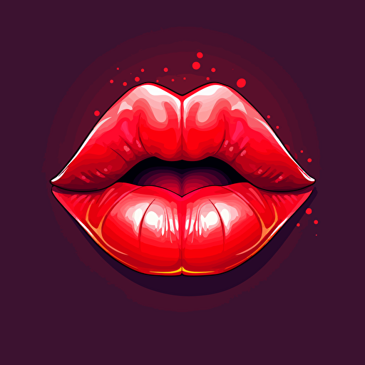 kissing lips, sexy cute lips, vector art, 2d game art, red lips