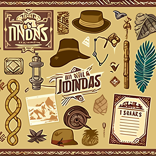 indiana jones items, adventure, pattern, digital paper, vector art