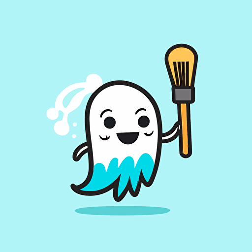 a mascot logo of a happy squid holding a feather quill, simple, line, flat, vector