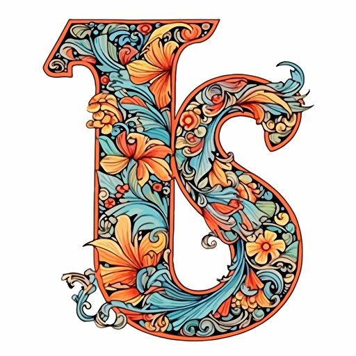 letter J, colored for young people, white background, vector