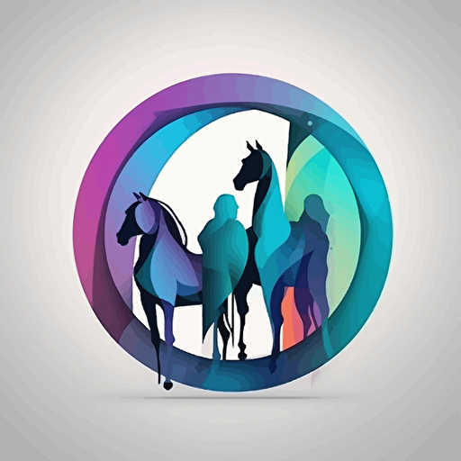 logo for humans connecting with horses, vector, modern, abstract