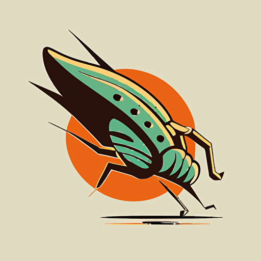 vector logo of a heel squashing a bug, simple, minimal, retro style