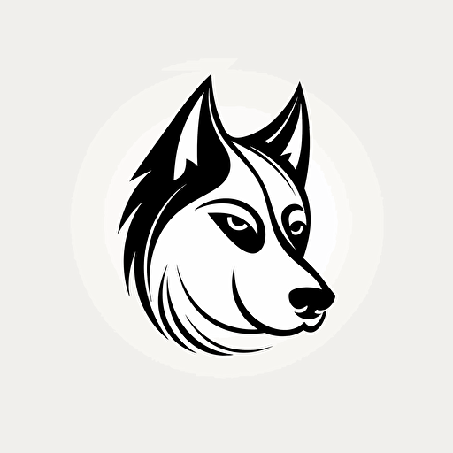 vector art of a husky, one line, logo style, black and white, white background, simplistic draw