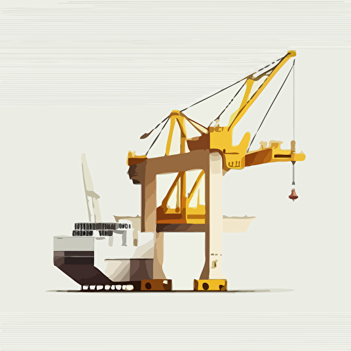 small portal crane, white background, vector, minimalism, sea container, minimalism
