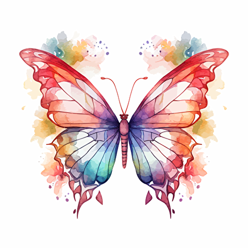 watercolor vector illustration boho butterflies sticker white background