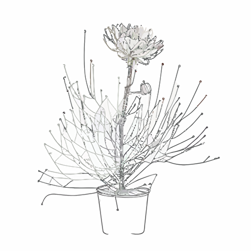 a single line drawing of a flowering cacus, vector art, simple, minimal