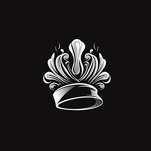 illustration of a chef's hat logo , for a logo of a restaurant , maximun 2 colors, stikert, vector stile , (white, black), white background, v5