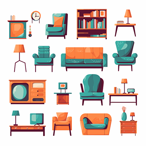 generic furnitures vector, white background