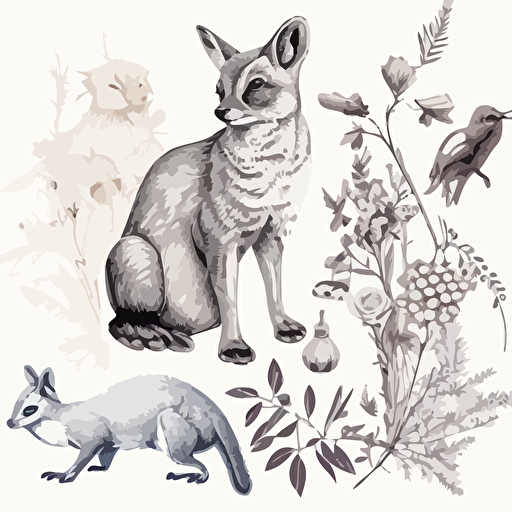 pdf vector drawing of animals and botanicals