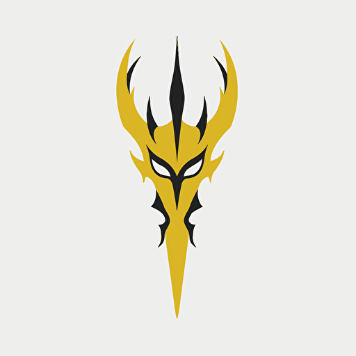 yellow trident, minimalist, vector art, 2d, white background