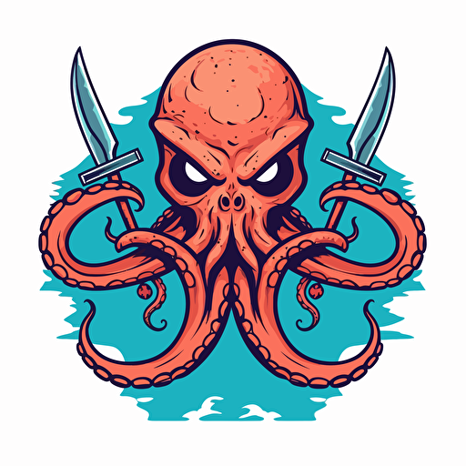 simple image of an angry octopus holding a trident, no background vector image
