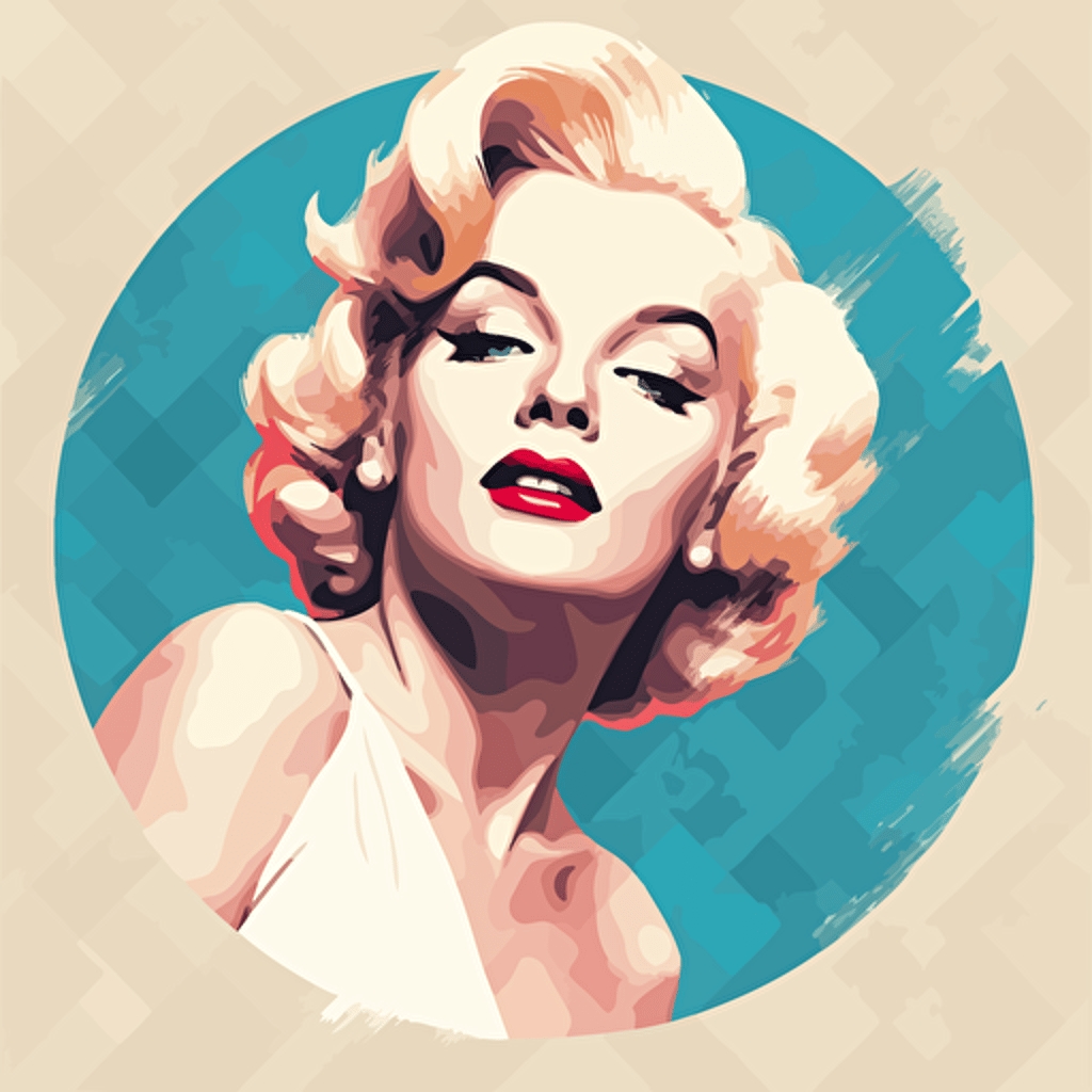 create a vector color art of Marilyn Monroe in a white dress