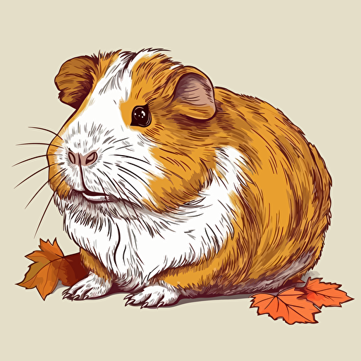 Guinea pig, ilustration, vector art, white bg.