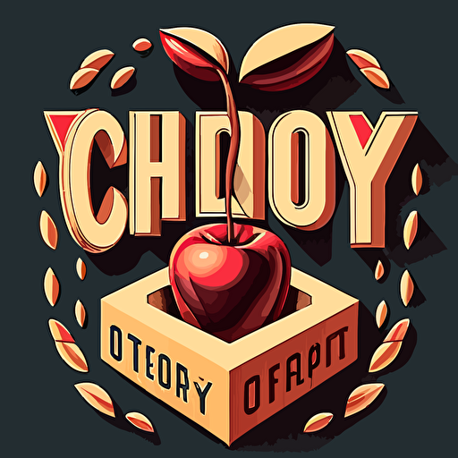 vector-based logo for Cherry on Top Creative that employs optical illusions, contrast, depth, perspective, visual trickery, misdirection, ambiguity, paradox, juxtaposition, and trompe-l'oeil techniques