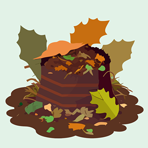 vector image of a compost pile with a leaf growing out of it