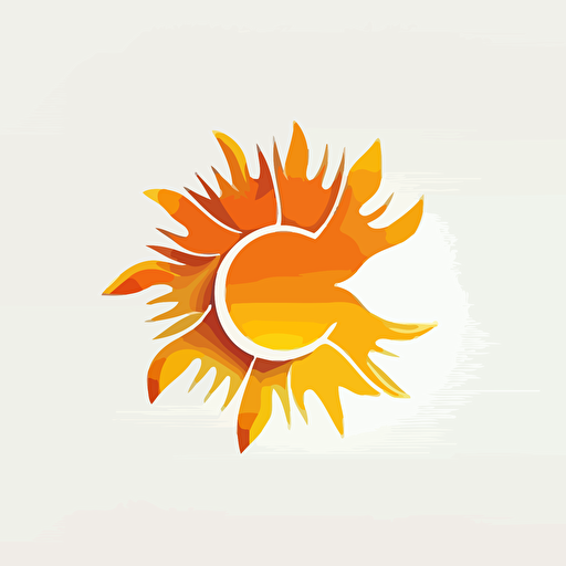 logo about sun mixed with technology, simple vector white background logo shape.