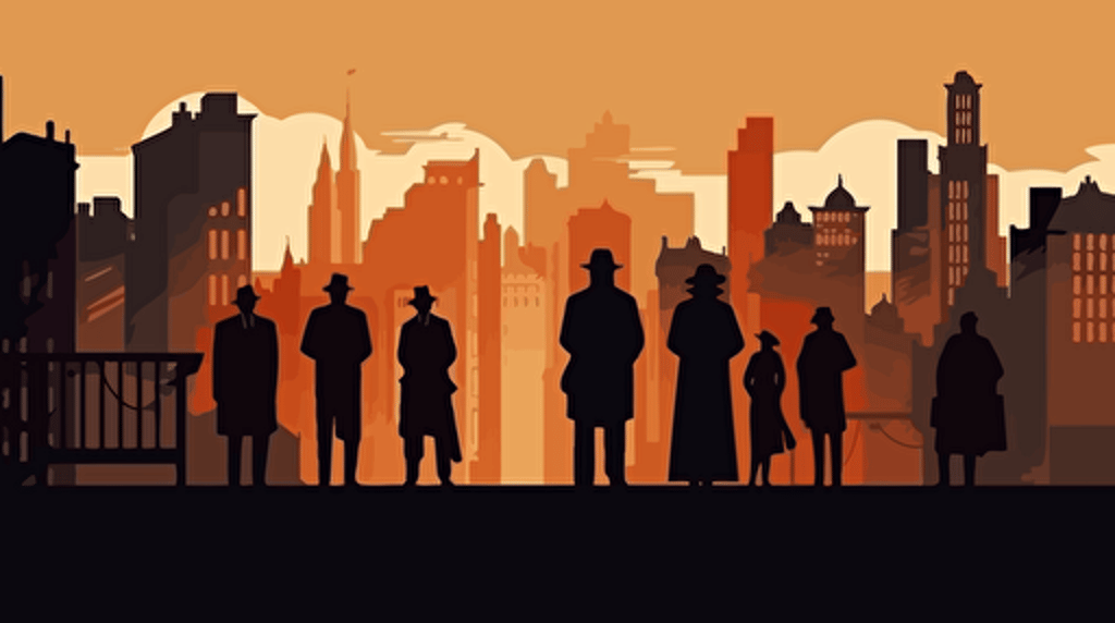 a city background, simple, vector, daylight, gangster style, cartoon style, with criminals