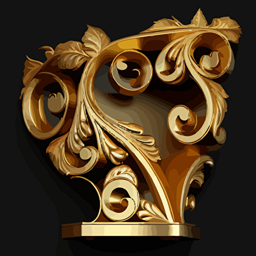 gold corner shelf with a decorative design, in the style of baroque ornamental flourishes. Vector image