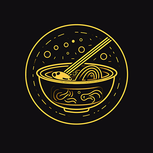 an emblem for hot pot restaurant chain, vector, simplechinese style, yellow color, black background