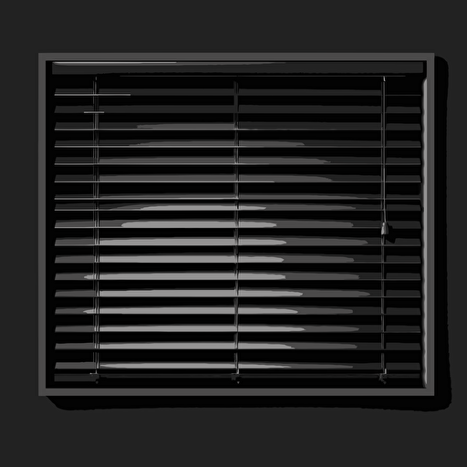 black single window blinds, front view, vector, black background
