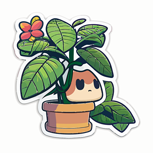 plant, sticker, in animal crossing style, vector, white background