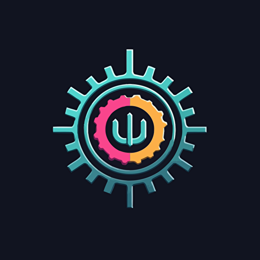 creat a logo with a gear in the middle and a fence surrounding it symetrically, minimal, vector
