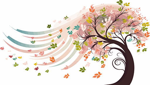 Spring wind Vector Clip Art, white background,