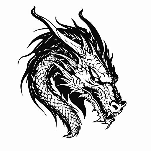black dragon drawing sticker hq white background vector with black line