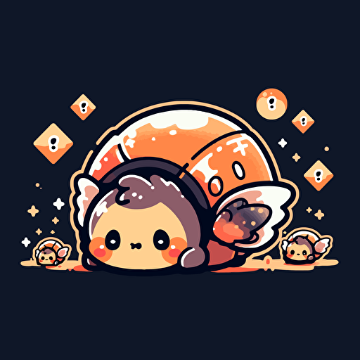 Logo of cute cuyborg firefly with glowing tail. simple, vector