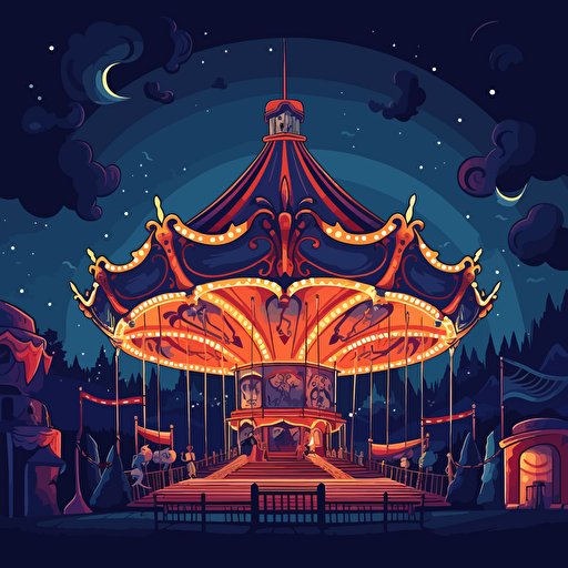vector illustration of a fairground at night
