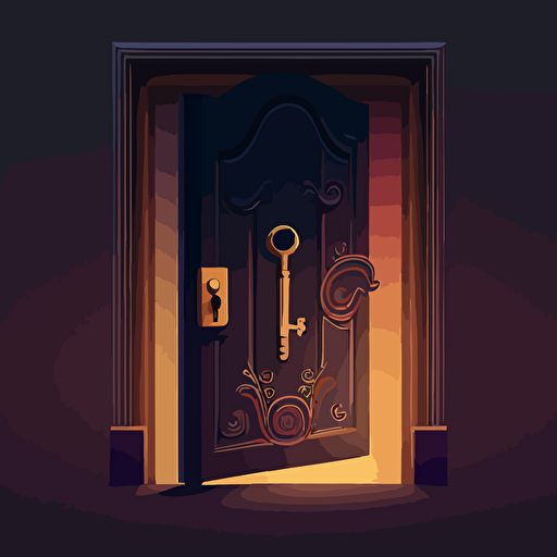 an illustration of a modern door with a keyhole. Vector. Moody. Clean