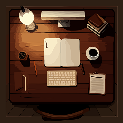 a empty wooden desk viewed from the top, it must have no clutter. Vector art style.